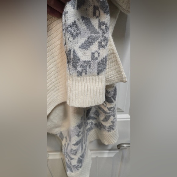 Lauren Ralph Lauren Wool Blend Snowflake Fair Isle Open Front Cardigan Size L - Picture 4 of 5